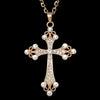 Large Crystal Gothic Style Cross Pendant Necklace