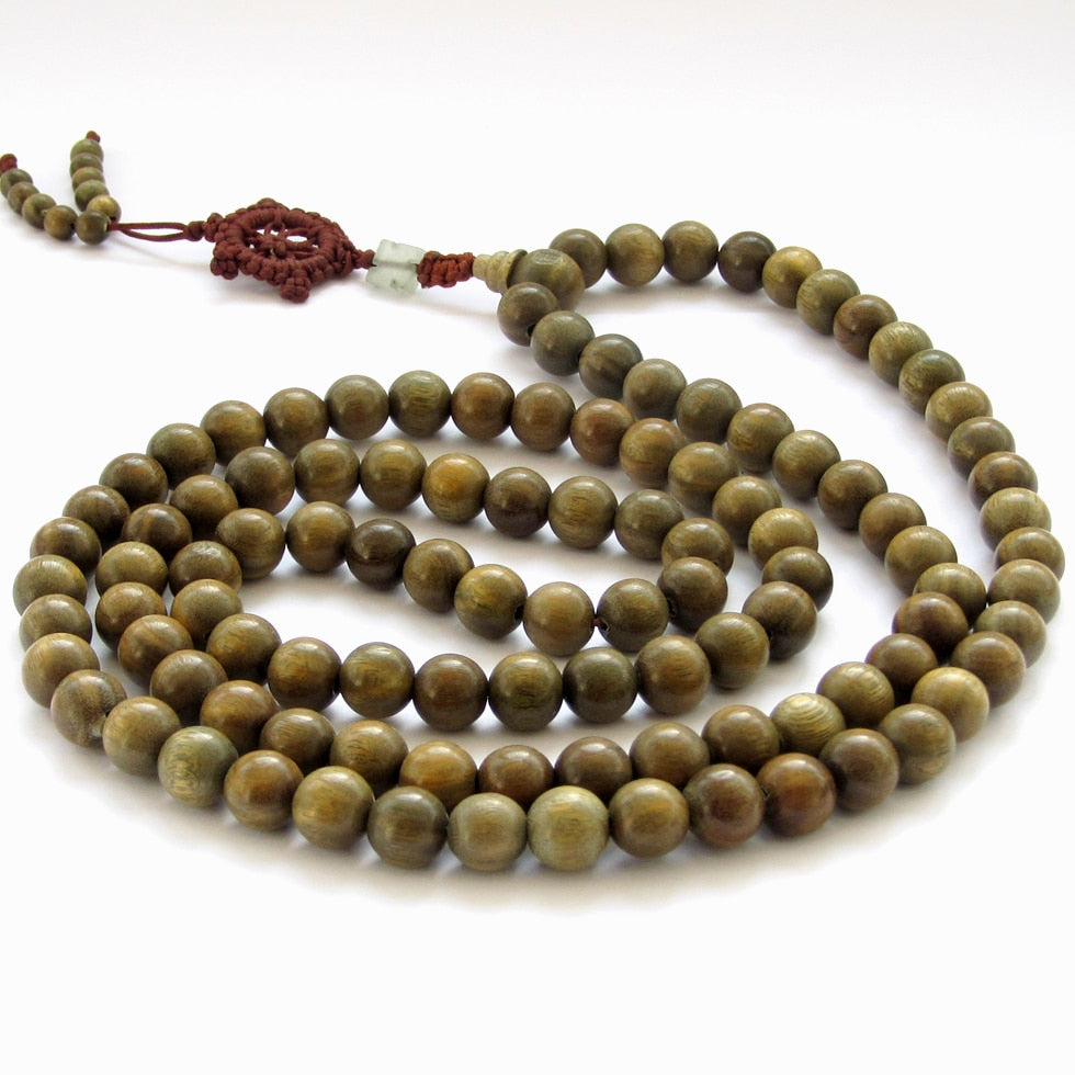 108 Bead Prayer Mala Handmade Natural Green Sandalwood