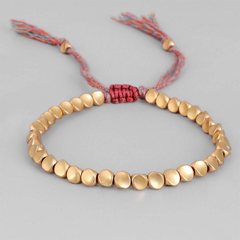 Handmade Tibetan Buddhist Copper Beads Lucky Red Bracelet