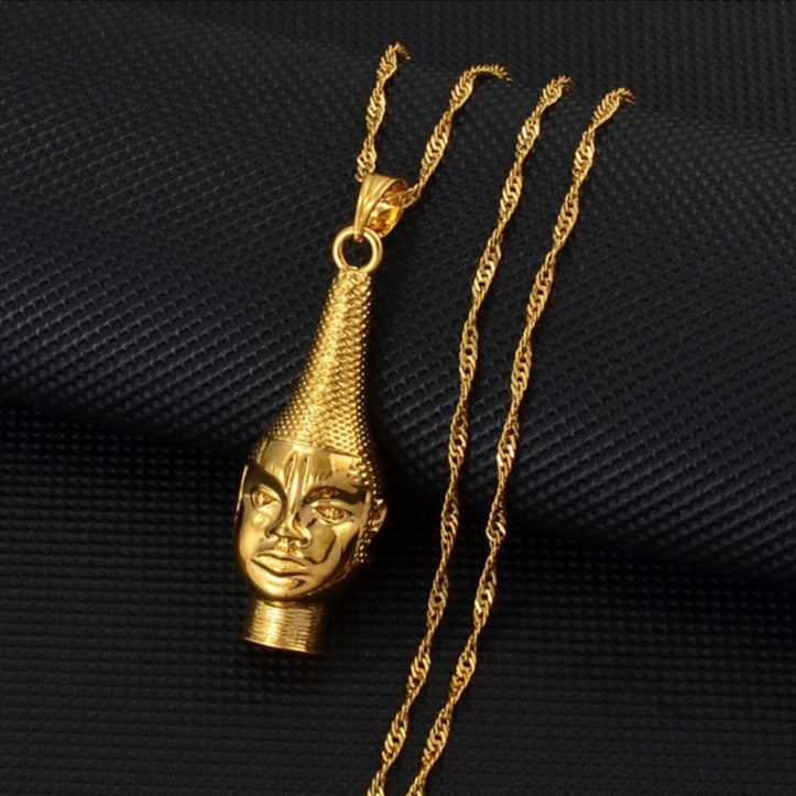 Portrait of Queen Mother Idia of the Benin Empire Mask Pendant Necklace