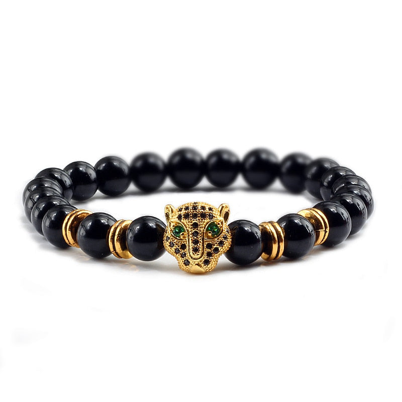 Panther Black Lava Stones Bracelet