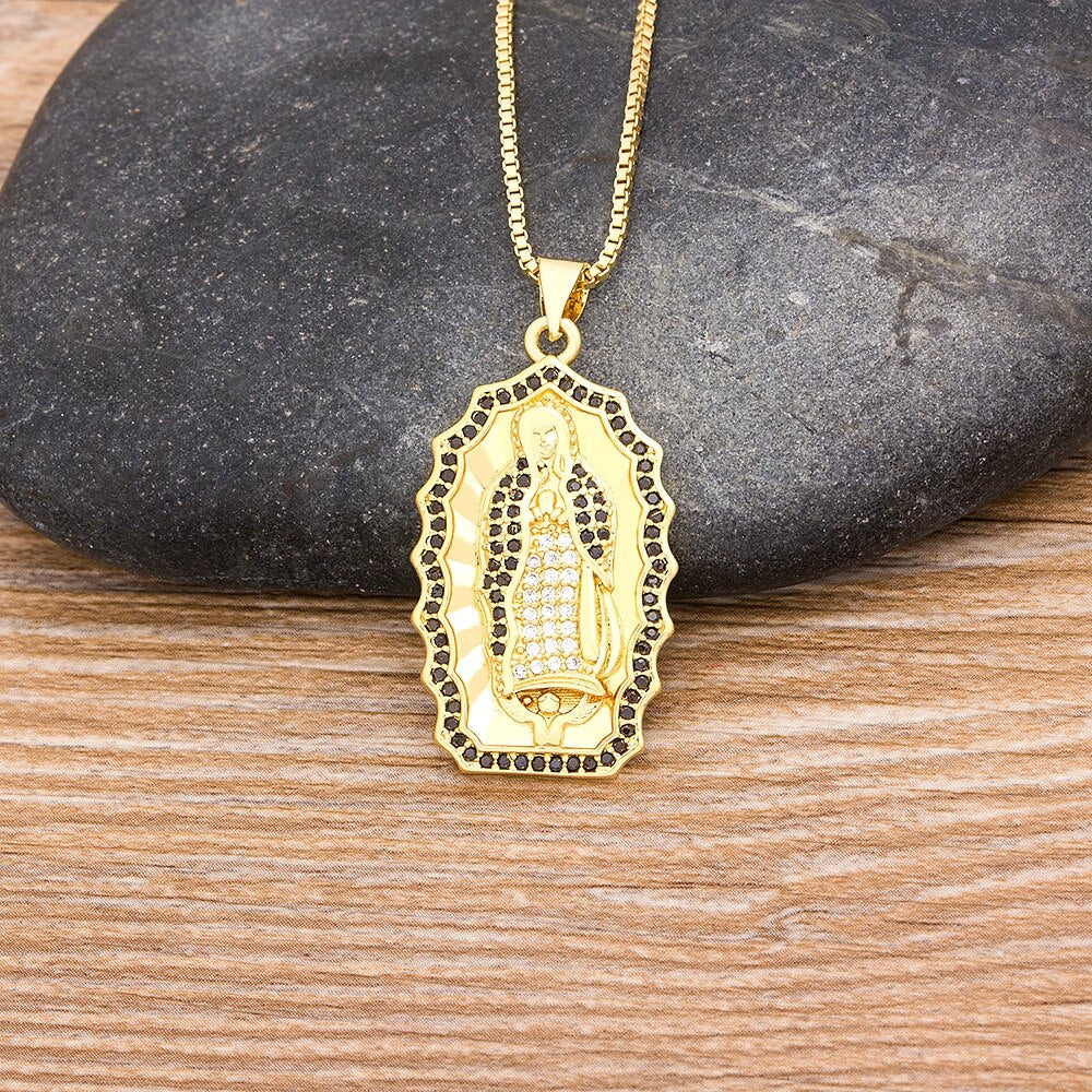 Virgin Mary Crystal Pendant Necklaces