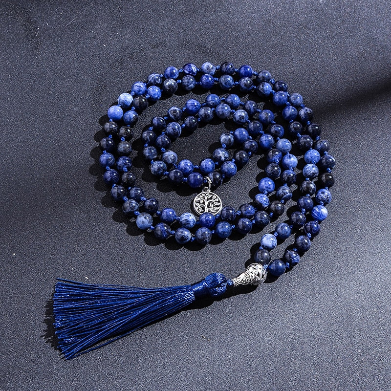 108 Bead Mala Handmade w/ Natural Sodalite & Lapis Lazuli