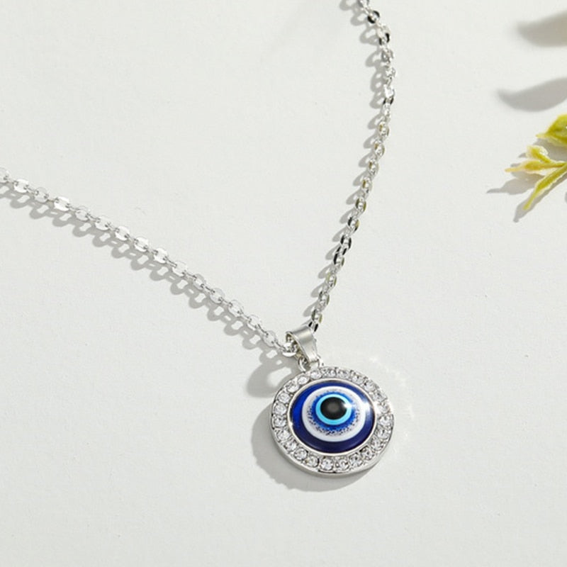 Evil Eye Crystal Pendant Necklace