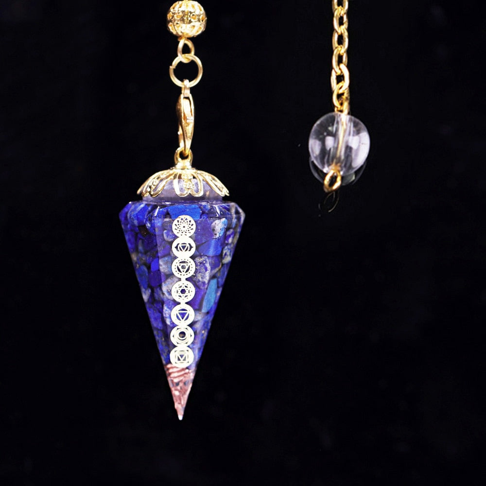 Orgone 7 Chakra Natural Stone Pendulum for Dowsing & Divination