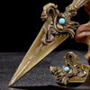 Tantric Buddhist Bronze Dagger with Inlaid Gem Stone