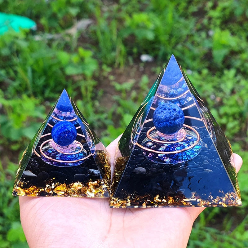 Orgone Pyramid with Copper Wire & Natural Stone