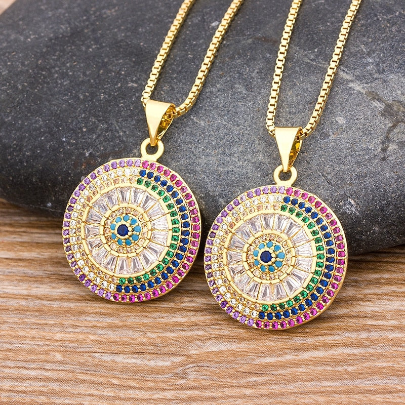 Evil Eye Crystal Pendant Necklace