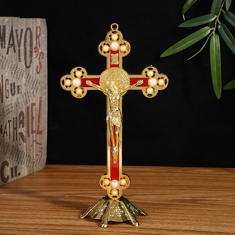 Jesus on the Holy Cross Standing Ornament for Home Altar