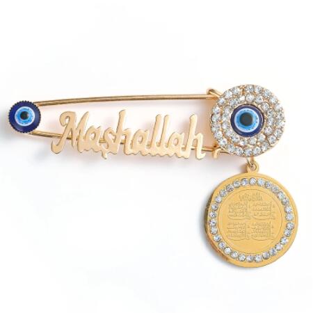 Hand of Fatima + Evil Eye Stainless Steel Brooch