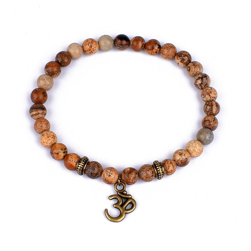 Ohm Charm Buddha Bead Bracelet