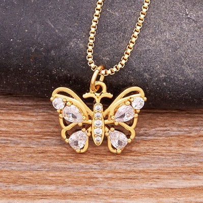 Lucky Butterfly Crystal Pendant Necklace