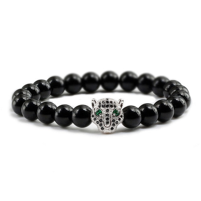 Panther Black Lava Stones Bracelet