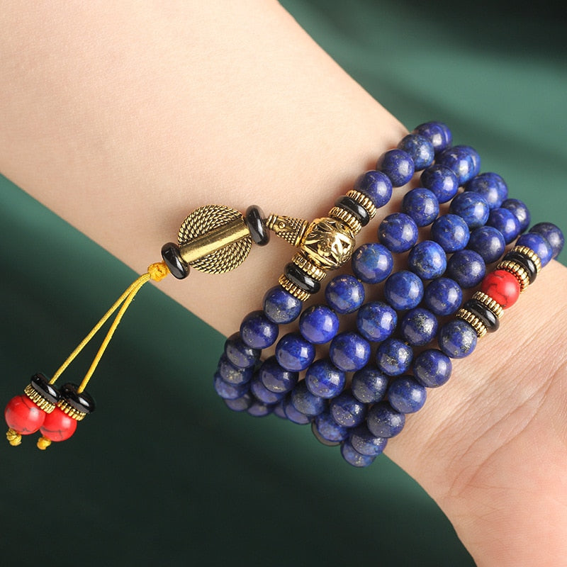 108 Buddhist Prayer Bead Mala Lapis Lazuli Stone