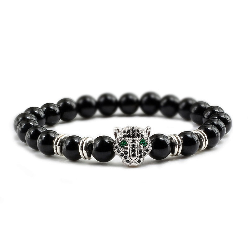 Panther Black Lava Stones Bracelet