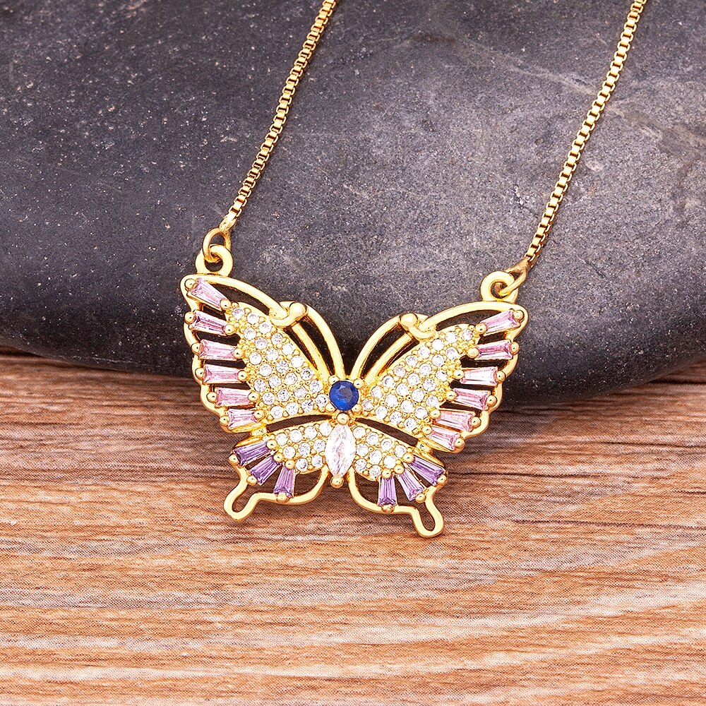 Lucky Butterfly Crystal Pendant Necklace