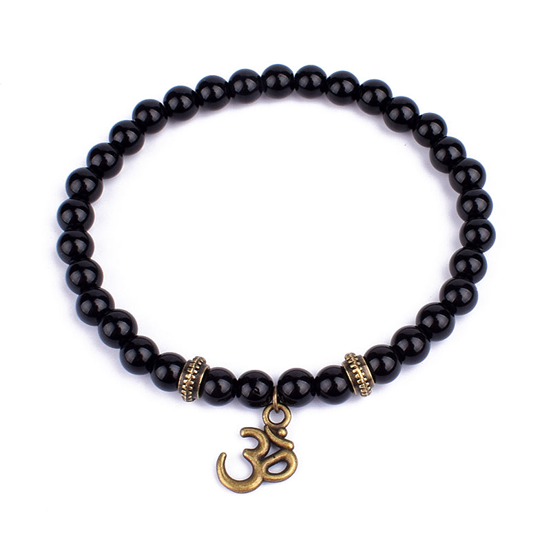 Ohm Charm Buddha Bead Bracelet