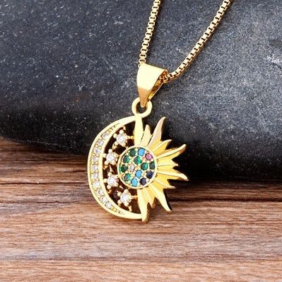 Sun & Moon Totem Pendant Necklace