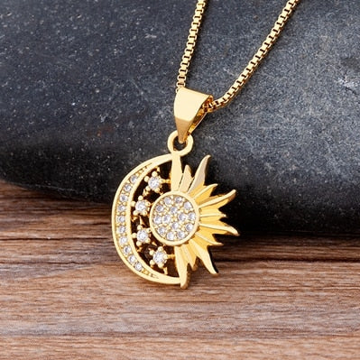 Sun & Moon Totem Pendant Necklace