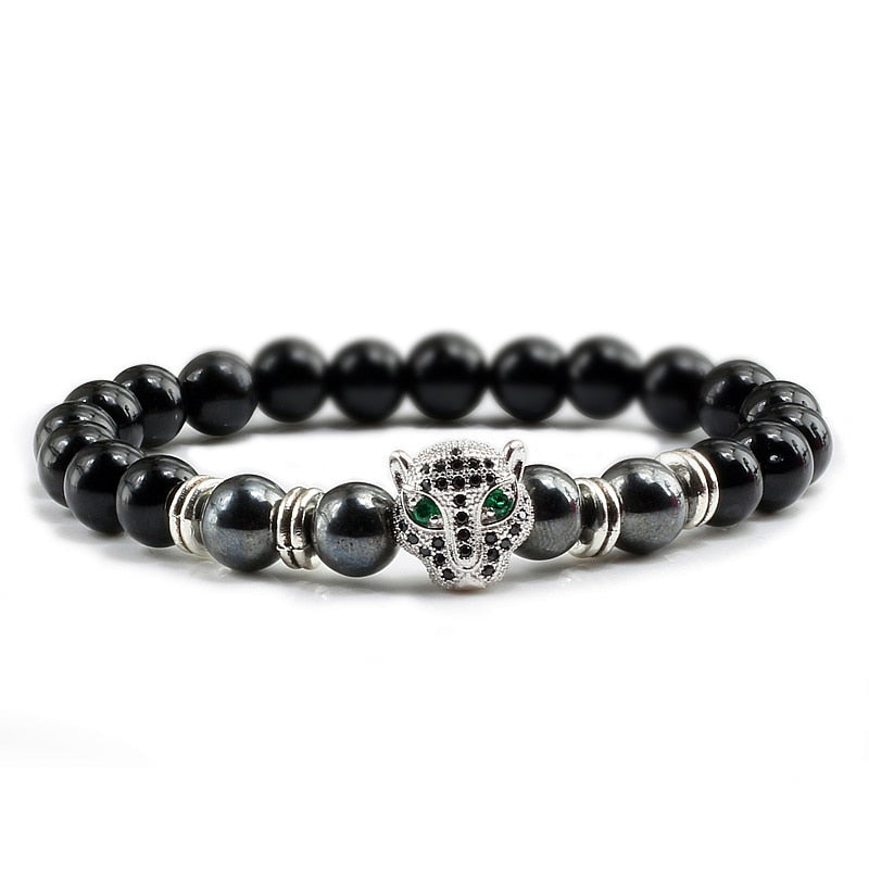 Panther Black Lava Stones Bracelet