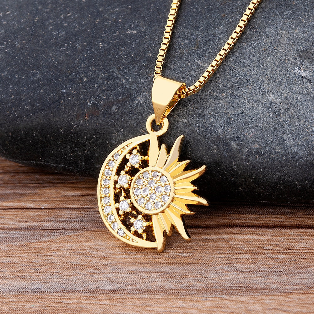 Sun & Moon Totem Pendant Necklace