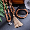 108 Rudraksha Beaded Japamala w/ Silk Tassel & Om Pendant