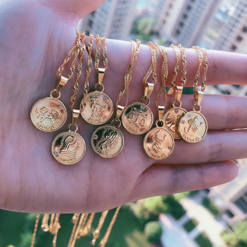 Zodiac Coin Pendant Necklace