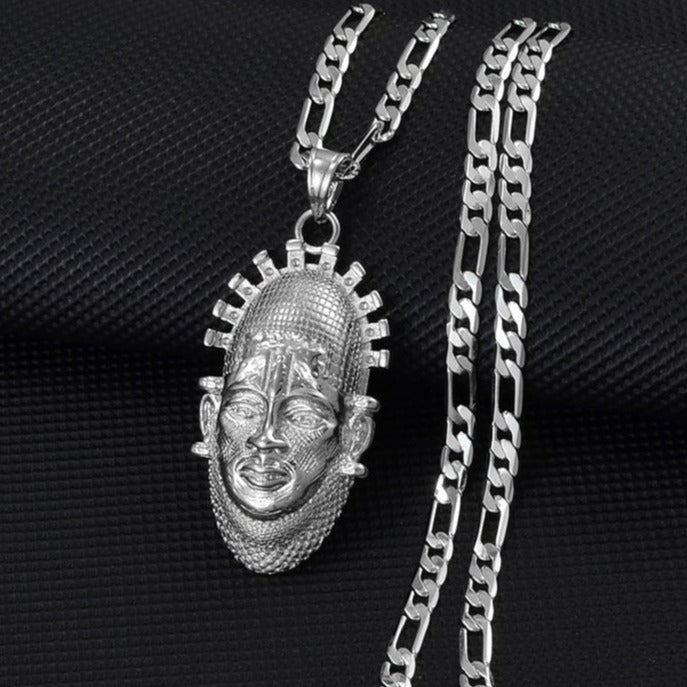 Portrait of Queen Mother Idia of the Benin Empire Mask Pendant Necklace