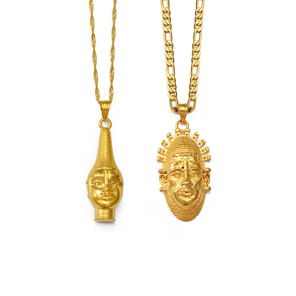 Portrait of Queen Mother Idia of the Benin Empire Mask Pendant Necklace