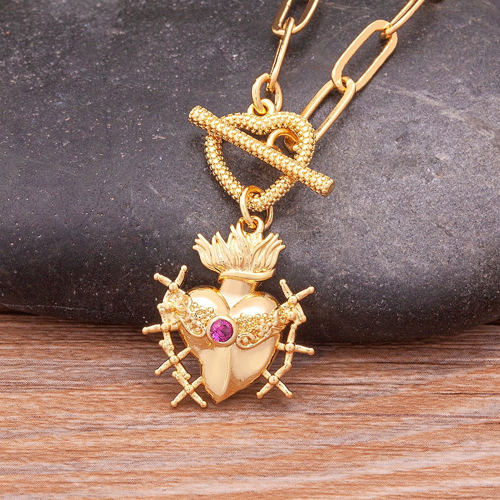 Sacred Heart Pendant Necklace