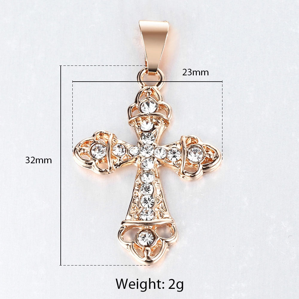 Jesus on the Holy Cross Pendant Necklace in Rose Gold Colour