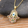 Hand of Fatima w/ Evil Eye Pendant Necklace