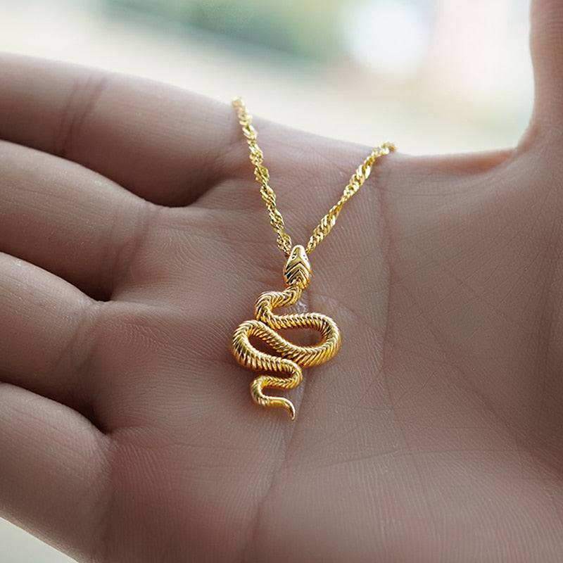 Snake Pendant Necklace For Women Stainless Steel