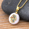 Hand of Fatima w/ Evil Eye Pendant Necklace