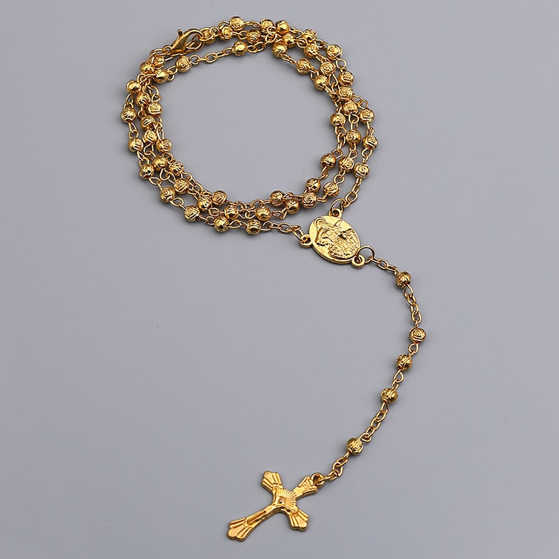 Jesus Christ on the Cross Rosary Necklace