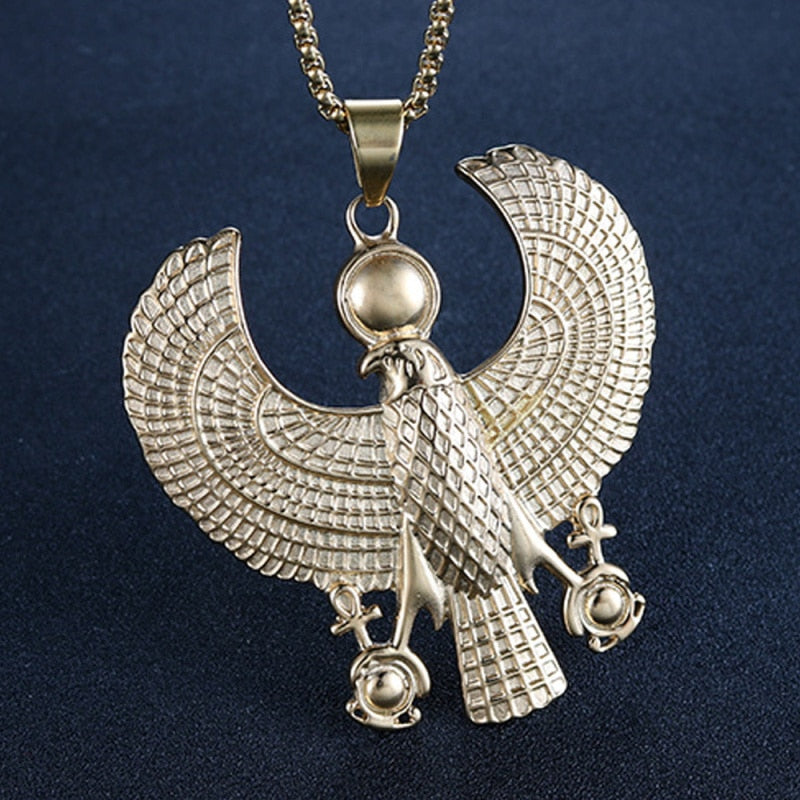 Egyptian God Horus Royal Falcon Steel Pendant