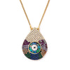 Evil Eye Water Drop Crystal Pendant Necklace