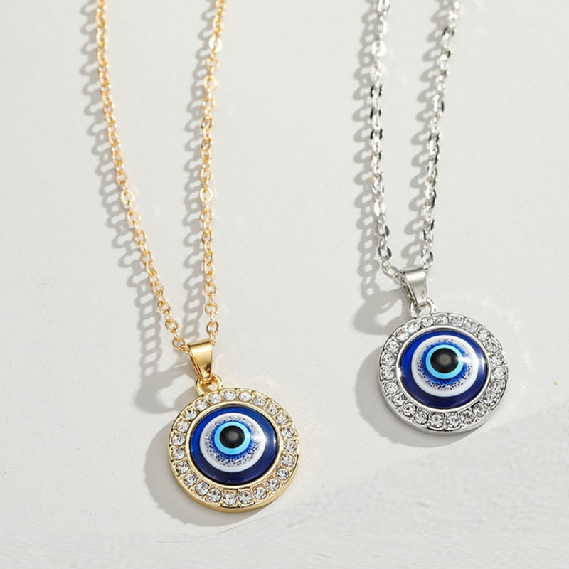 Evil Eye Crystal Pendant Necklace