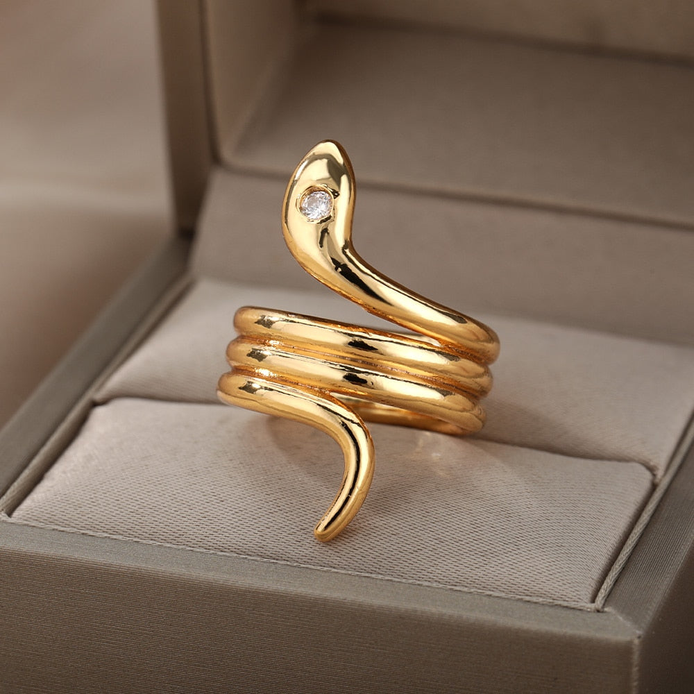 Snake Ring For Women Open Adjustable Stainless Steel