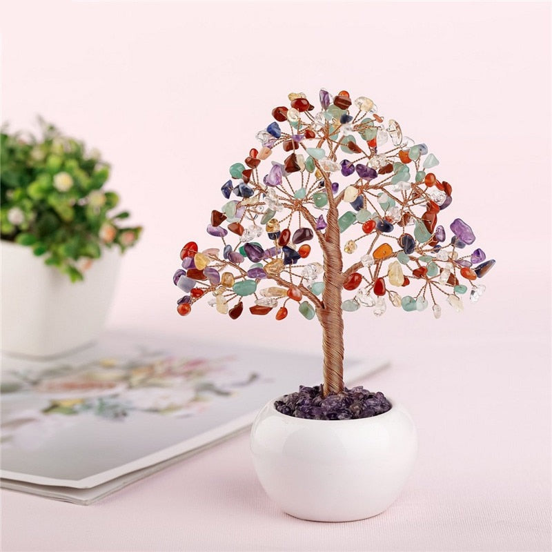 Crystal Feng Shui Money Tree w/ Ceramic Base