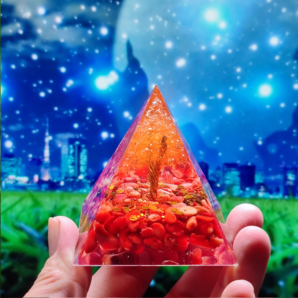 Handmade Orgone Pyramid in Various Stones & Crystals