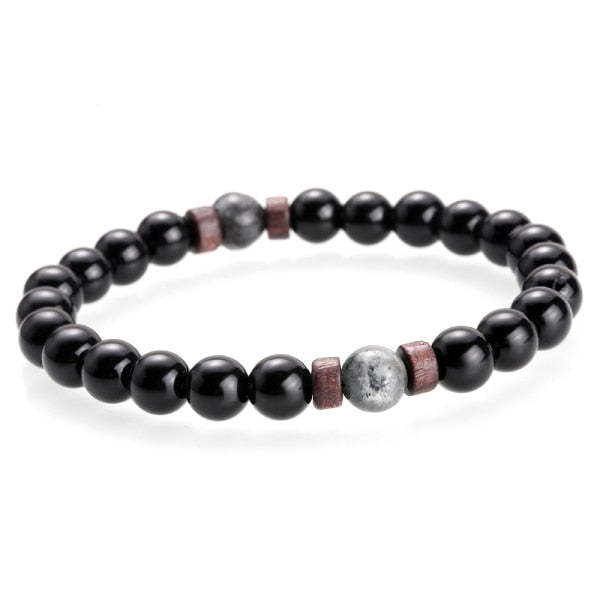 Natural Lava & Moonstone Tibetan Buddha Bracelet