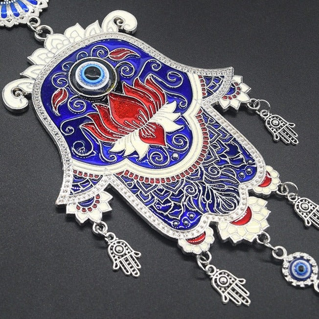 Hamsa Hand with Evil Eye Wall Hanging for Blessings & Protection