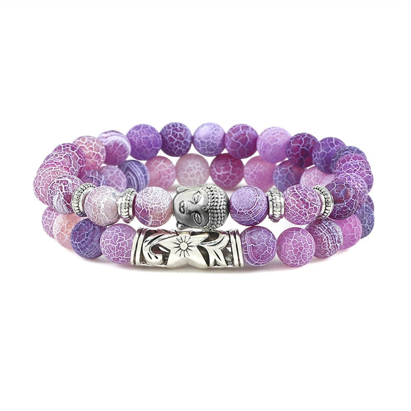 Buddha Head Bracelet Handmade from Natural Stone 2pc/set