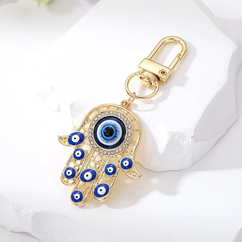 Evil Eye Hamsa Hand Keychain