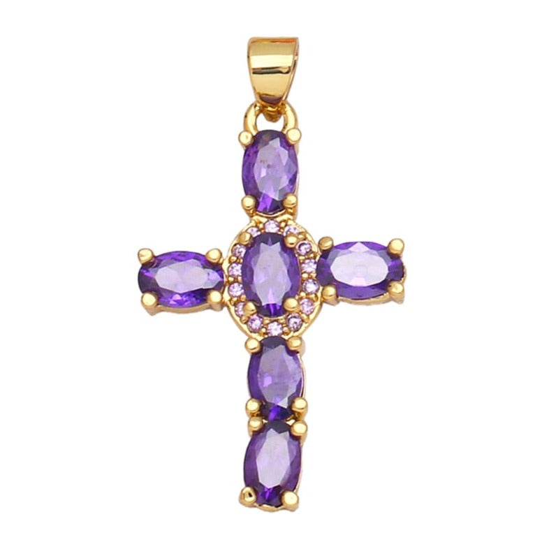 Natural Gemstone Cross Pendant