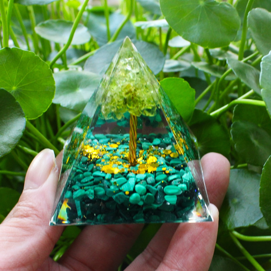 Orgone Pyramid Handmade w/ Natural Crystal