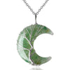 Tree of Life Wire Wrap Crystal Crescent Moon Pendant w/ Necklace