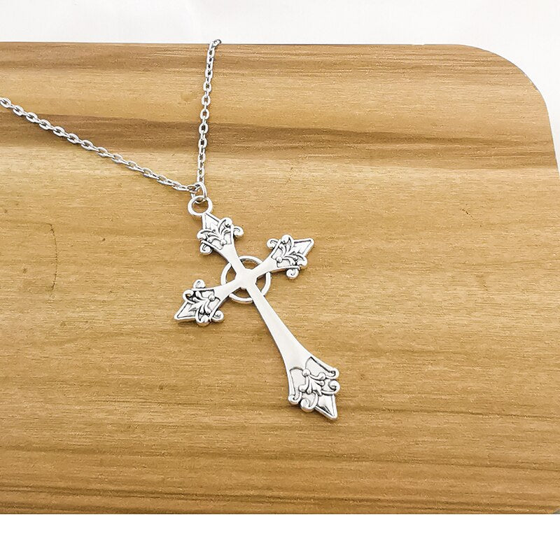 Large Gothic Cross Pendant Necklace