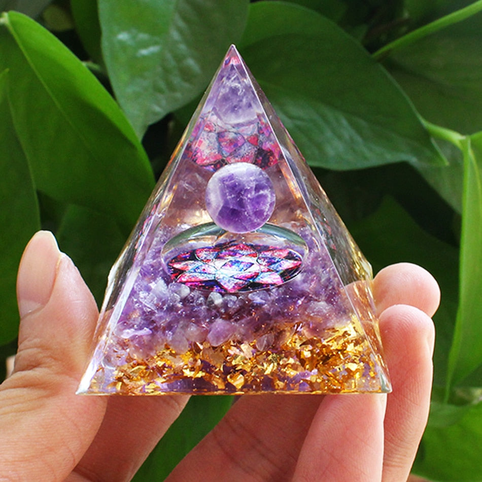 Orgone Pyramid Handmade w/ Natural Crystal